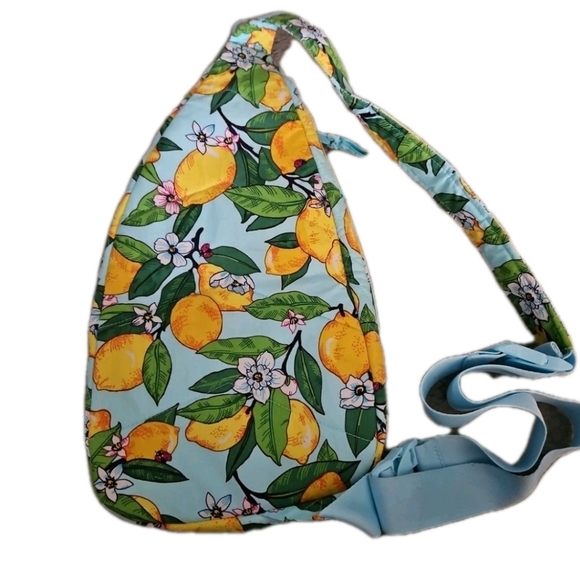 Vera Bradley Blue And Yellow Lighten Up Essentials Lemon Grove Sling Bag - Picture 4 of 11